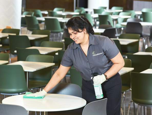 Cleaner in foodcourt