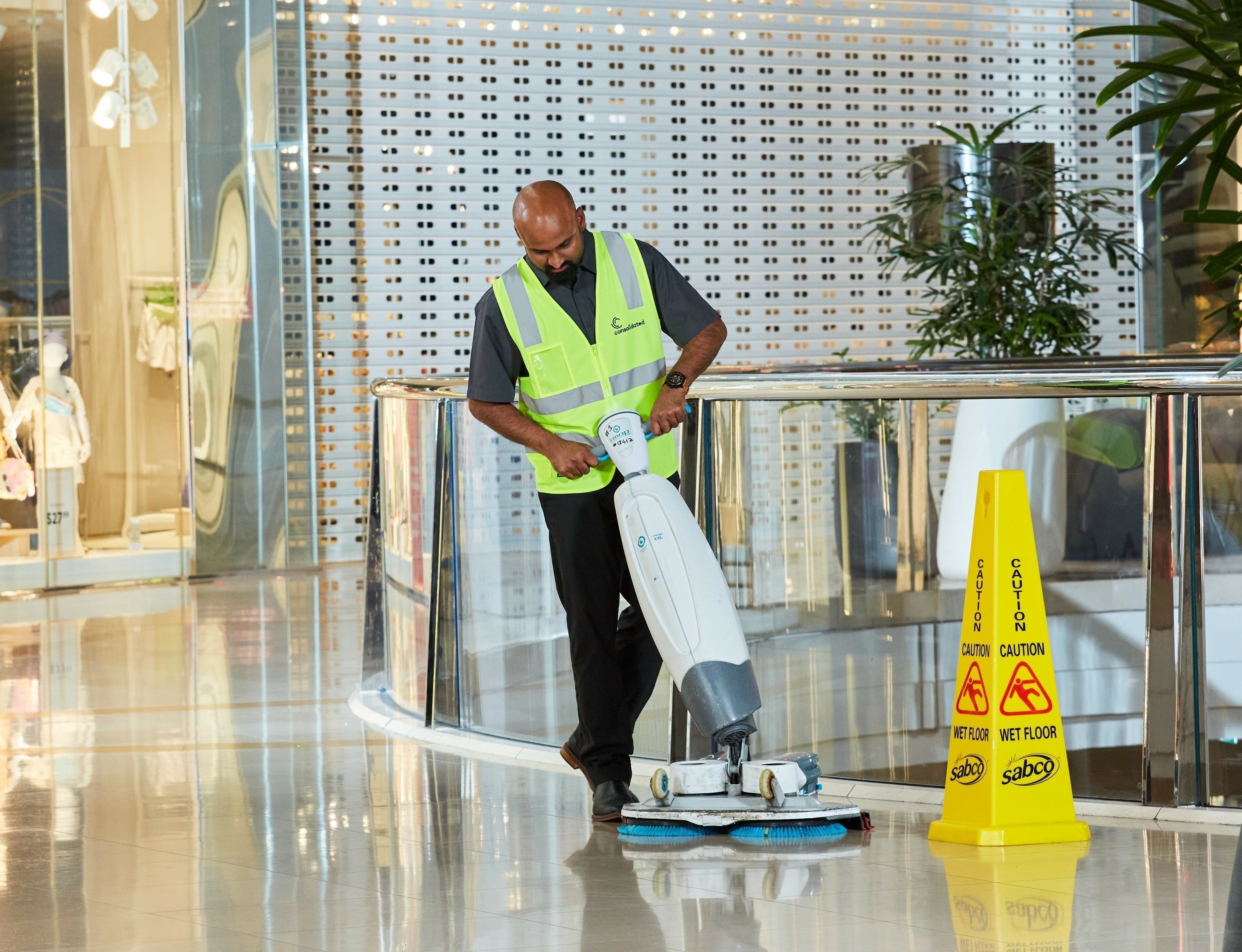Cleaner in food court